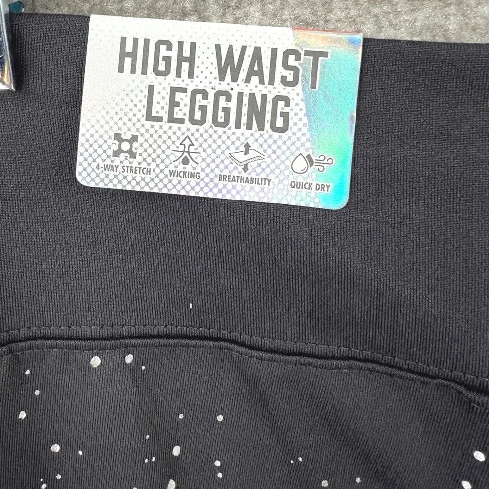 Justice Celestial Galaxy Leggings Size 18/20 Gray Silver Star Foil Splatter NWT